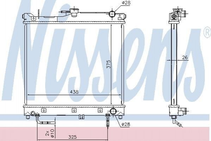 Радіатор охолодження двигуна NISSENS 641753 Suzuki Jimny 1770080A10, 1770081A11 - зображення 1