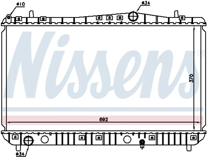 Радиатор охлаждения двигателя NISSENS 61664 Chevrolet Tacuma 96271477, 96813422, P96271477 - зображення 1