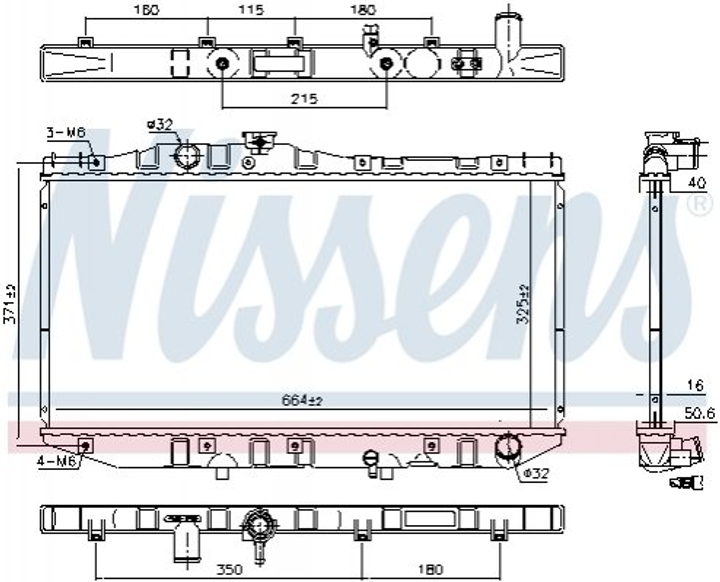 Радіатор охолодження двигуна NISSENS 64713 Toyota Camry 1640074120, 1640003010, 1640074200 - зображення 1