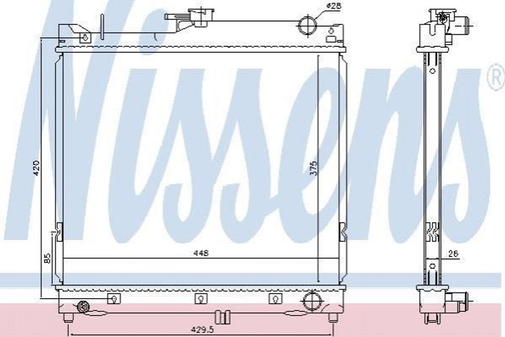 Радиатор охлаждения двигателя NISSENS 64162 Suzuki Jimny 1770081A00, 1770082A00, 1770080A00 - изображение 1