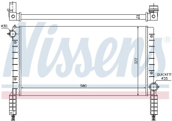 Радиатор охлаждения двигателя NISSENS 61769 Fiat Doblo 46749000, 46803028, K46749000 - зображення 1