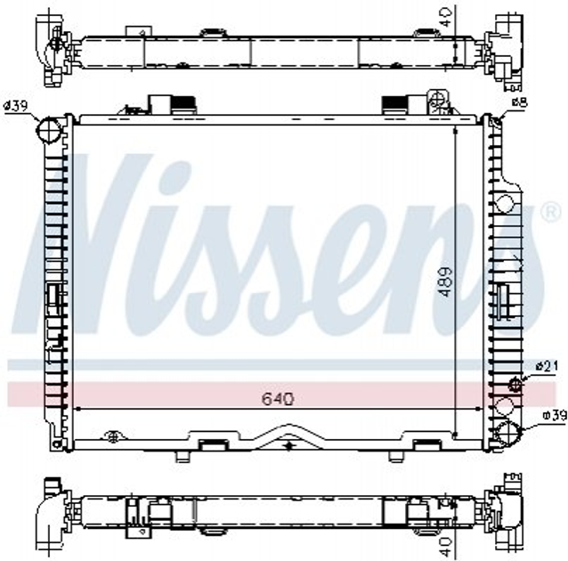 Радиатор охлаждения двигателя NISSENS 62611A Mercedes E-Class 2105004903, 2105006303, A2105004903 - изображение 1