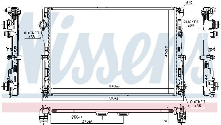 Радиатор охлаждения двигателя NISSENS 627029 Mercedes C-Class 0995002203, A0995002203 - изображение 1