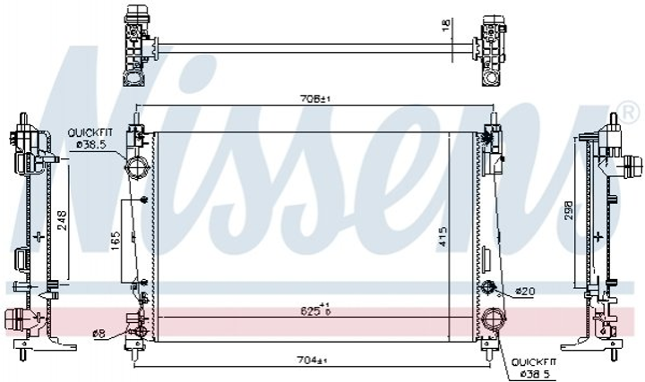 Радиатор охлаждения двигателя NISSENS 617864 Fiat Punto, Grande Punto 51863820, 51936039, K51863820 - изображение 1