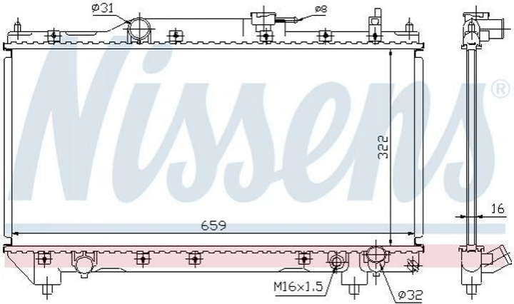 Радиатор охлаждения двигателя NISSENS 64783A Toyota Avensis 1640303180, 164000318087, 1640003180 - зображення 1