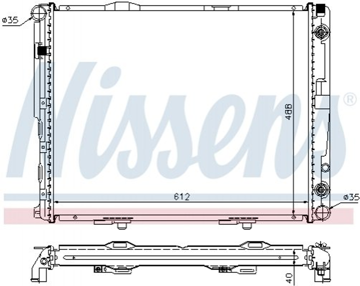 Радиатор охлаждения двигателя NISSENS 62695A Mercedes E-Class 1245000002, 1245003103, 1245003203 - изображение 1