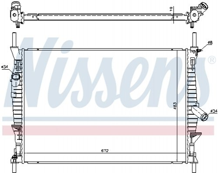 Радіатор охолодження двигуна NISSENS 69240 Ford Transit 1595061, 1494933, 7C118005AB - зображення 1