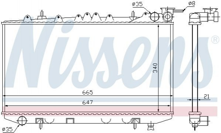 Радіатор охолодження двигуна NISSENS 62421 Nissan Primera 2141071J00, 2141071J01, 2141072J00 - зображення 1