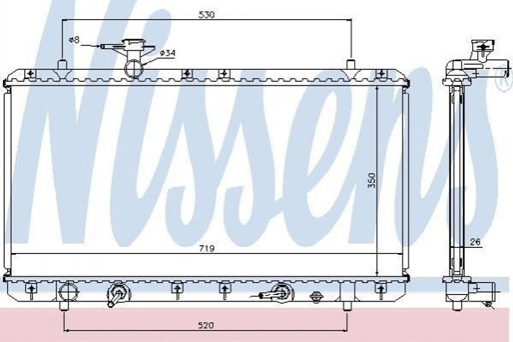 Радиатор охлаждения двигателя NISSENS 64166A Suzuki Liana 1770054G10, 1770054G10A00 - зображення 1