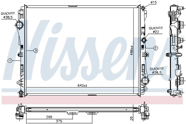 Радиатор охлаждения двигателя NISSENS 627023 Mercedes S-Class, V-Class, GLC-Class 0995003303, 0995007100, 0995008800 - изображение 1