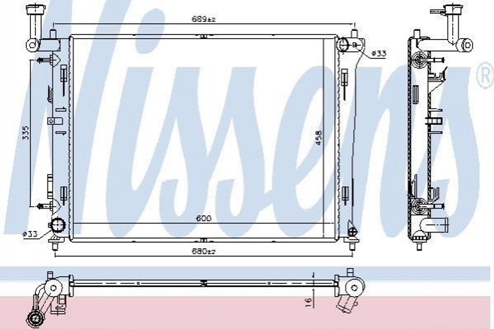 Радіатор охолодження двигуна NISSENS 66676 KIA Pro Ceed, Ceed 253101H050, 253101H060 - зображення 1