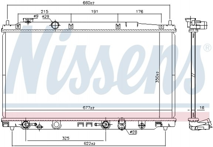 Радіатор охолодження двигуна NISSENS 681374 Honda Jazz 19010RB1901, 19010RB0004, 19010RE0004 - зображення 1