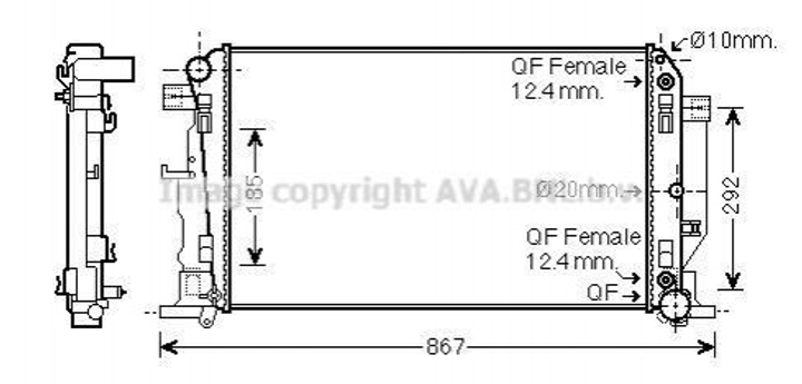 Радиатор охлаждения двигателя AVA COOLING MS2445 Mercedes Sprinter 9065001402, 9065000402, 9065000302 - изображение 1