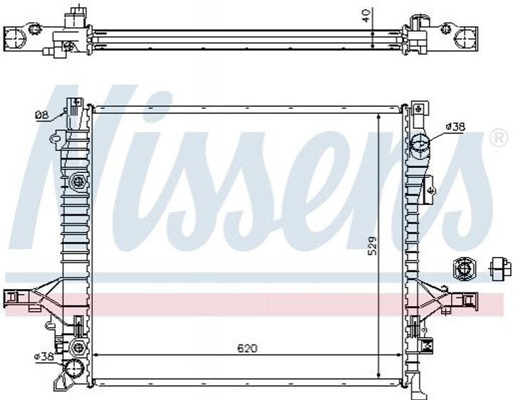 Радиатор охлаждения двигателя NISSENS 65613A Volvo XC90 31293550, 36000087, 36000464 - изображение 1