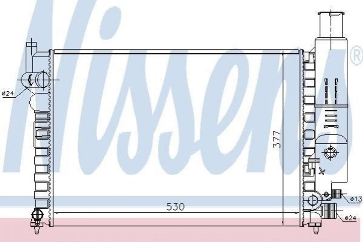 Радіатор охолодження двигуна NISSENS 61230 Peugeot 605 1300L9, 1301A1, 96031483 - зображення 1