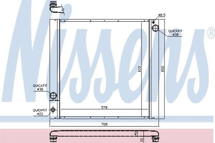 Радіатор охолодження двигуна NISSENS 64329 Land Rover Range Rover AH428005AA, LR010964 - зображення 1