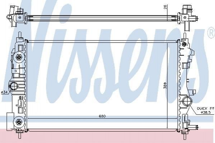 Радіатор охолодження двигуна NISSENS 630723 Opel Astra, Zafira; Chevrolet Cruze 1300305, 13267669, 13310787 - зображення 1