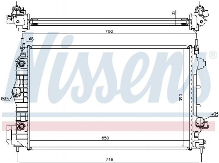 Радіатор охолодження двигуна NISSENS 63113A Opel Vectra; Cadillac BLS 1300412, 13156384, 13156387 - зображення 1