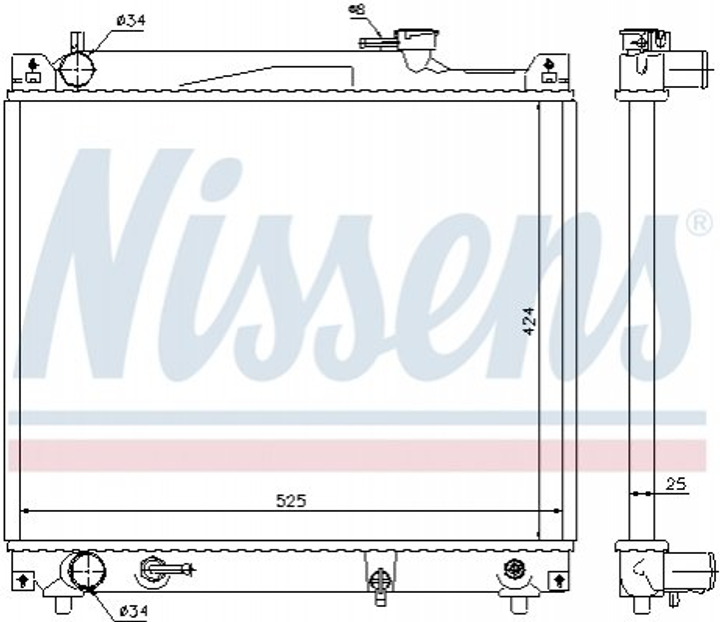 Радіатор охолодження двигуна NISSENS 64159 Suzuki Vitara, Grand Vitara 1A5315200, 177008E36, 1770077E30 - зображення 1