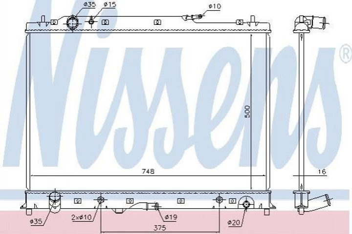 Радіатор охолодження двигуна NISSENS 68525 Mazda CX-9 CY0115200E, CY0315200F, CY03215200F - зображення 1