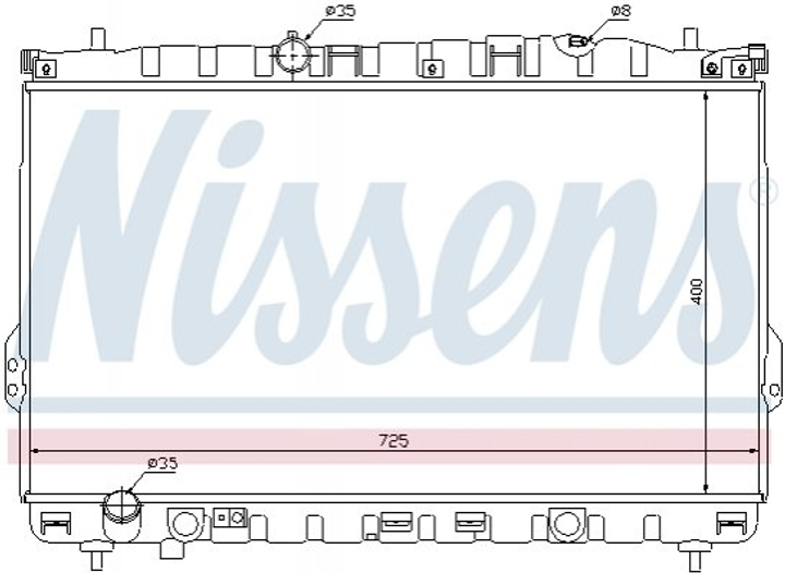 Радиатор охлаждения двигателя NISSENS 67032 Hyundai Trajet 253103A101, 253103A100, 253103A000 - зображення 1