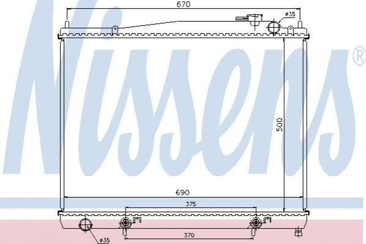 Радіатор охолодження двигуна NISSENS 68715 Nissan Pathfinder 214100W810, 214100W817, 214600W017 - зображення 1