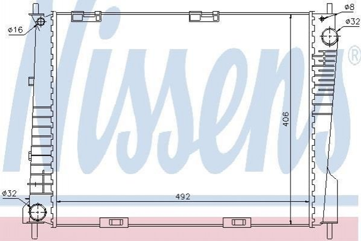 Радіатор охолодження двигуна NISSENS 67283 Renault Clio 8200468913, 8200468931 - зображення 1