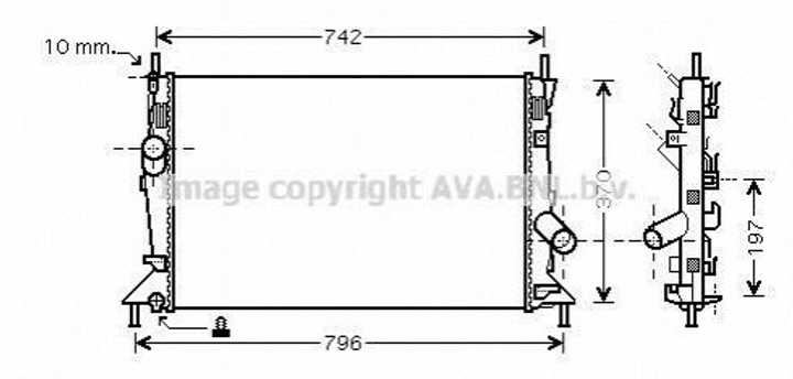 Радиатор охлаждения двигателя AVA COOLING FDA2370 Ford C-Max, Focus; Volvo V50, C30, S40, C70; Mazda 3 30741045, 30741094, 8603126 - изображение 1