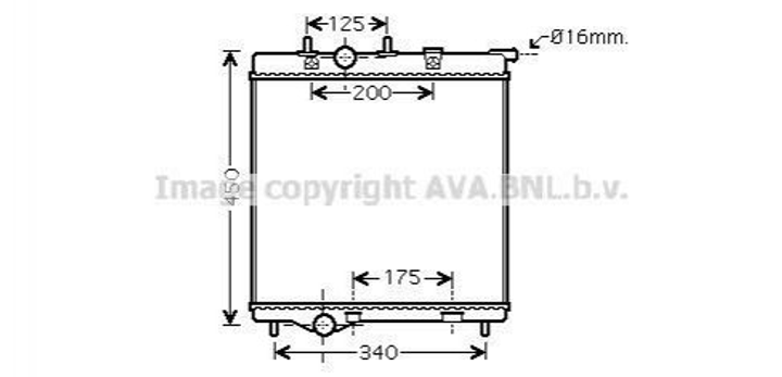 Радиатор охлаждения двигателя AVA COOLING PEA2298 Peugeot 208, 207; Citroen C3, DS3 1330W9, 1330S4 - изображение 1