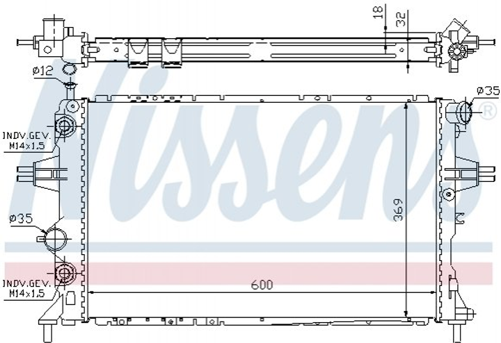 Радиатор охлаждения двигателя NISSENS 63247A Opel Astra, Zafira 1300190, 1300197, 1300216 - зображення 1