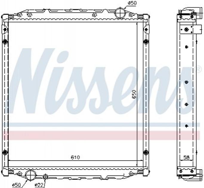 Радиатор охлаждения двигателя NISSENS 62876A - изображение 1