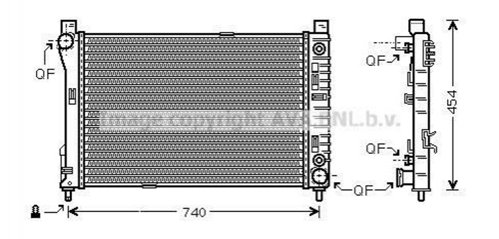 Радиатор охлаждения двигателя AVA COOLING MSA2286 Mercedes C-Class 2035004703, 2035004503, A2035004703 - изображение 1