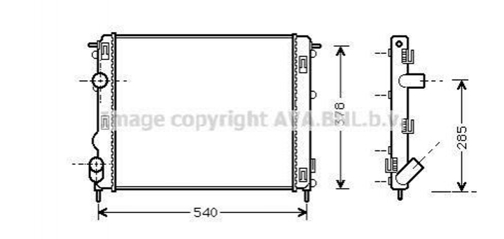 Радиатор охлаждения двигателя AVA COOLING RTA2270 Dacia Logan, Solenza; Renault Logan, Kangoo, Clio, Sandero; Nissan Kubistar 6001545765, 8200033831, 8200343476 - зображення 1