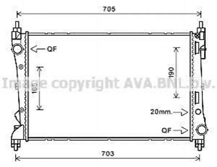 Радиатор охлаждения двигателя AVA COOLING FTA2449 Fiat Doblo; Opel Combo 1300328, 1300350, 51812209 - зображення 1