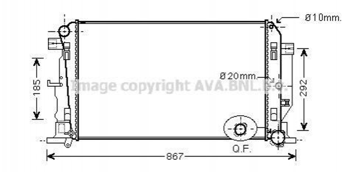 Радиатор охлаждения двигателя AVA COOLING MS2446 Mercedes Sprinter 2E0121253A, 2E0121253B, 9065000202 - изображение 1