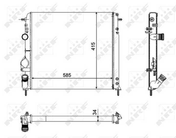 Радиатор охлаждения двигателя NRF 58325 Renault Megane, Logan, Scenic; Dacia Logan; Nissan Kubistar 8200189288 - зображення 2