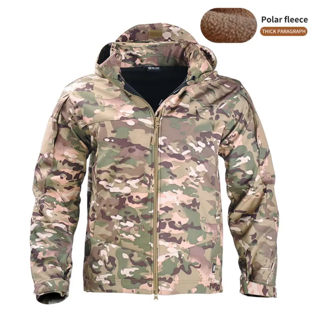 Тактична куртка Soft Shell Multicam софтшел, армійська, мембранна, флісова, демісезонна, військова, вітронепроникна куртка з капюшоном р.XL - зображення 1