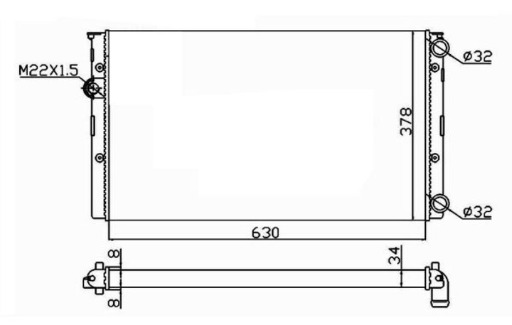 Радиатор охлаждения двигателя NRF 50455 Volkswagen Golf, Vento 1HO121253BM, 1HO121253BD, 1H0121253BM - изображение 2