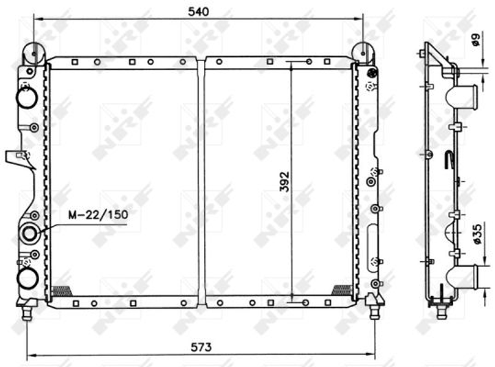 Радиатор охлаждения двигателя NRF 54501 Fiat Tipo 46403098, 7612178, 7641779 - зображення 2