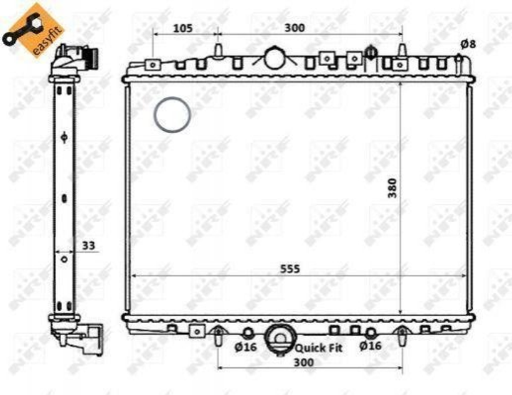 Радиатор охлаждения двигателя NRF 58341 Citroen C5; Peugeot 607, 406 133077, 1330FX, 1330R0 - зображення 1