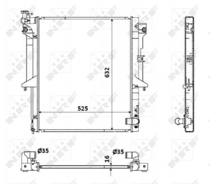 Радиатор охлаждения двигателя NRF 53907 Mitsubishi L200 1350A182, 1350A314, 1350A346 - зображення 1