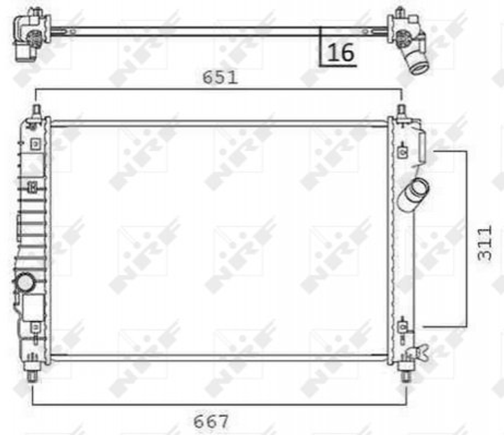 Радиатор охлаждения двигателя NRF 58505 Chevrolet Aveo 95227749, 95227751, 96817887 - зображення 1