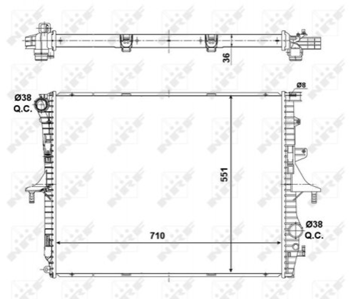 Радиатор охлаждения двигателя NRF 53798 Volkswagen Touareg; Porsche Cayenne; Audi Q7 7L6121253B, 7L0121253A, 7L0121253 - зображення 1