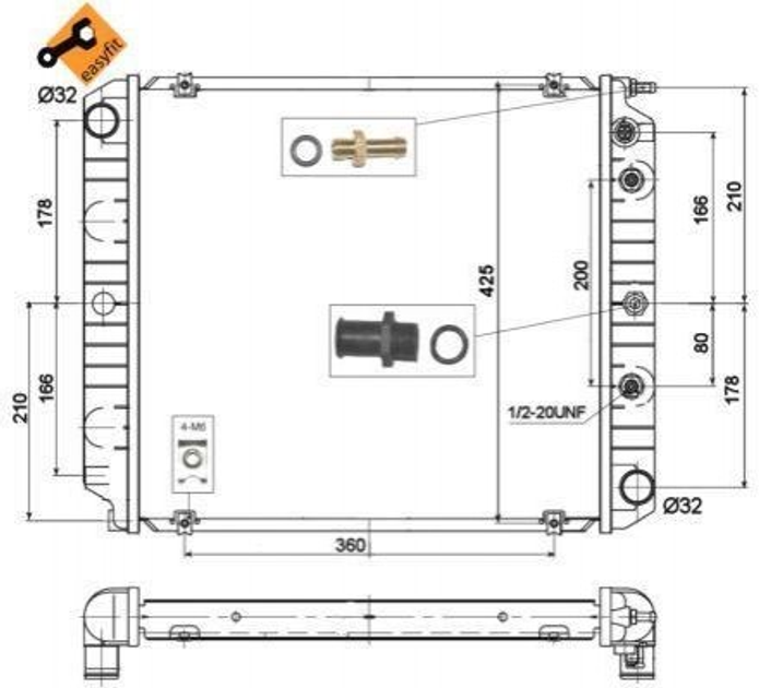 Радіатор охолодження двигуна NRF 514782 1219830, 1219829, 1266050 - зображення 1