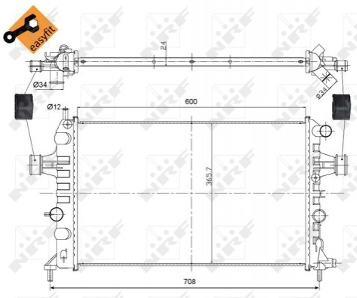 Радиатор охлаждения двигателя NRF 54668 Opel Astra, Zafira 1300189, 90570728, 93277988 - зображення 1