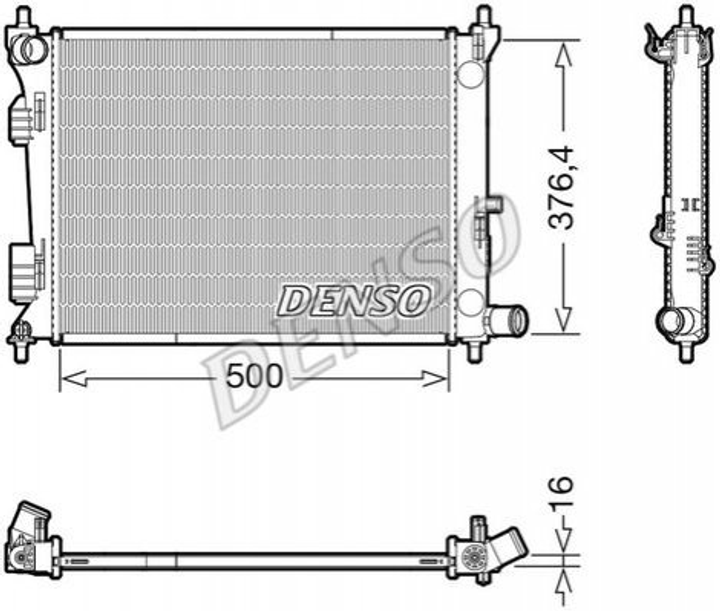 Радиатор охлаждения двигателя DENSO DRM41017 Hyundai Veloster, I20; KIA Rio 253101R000, 253104L000 - изображение 1