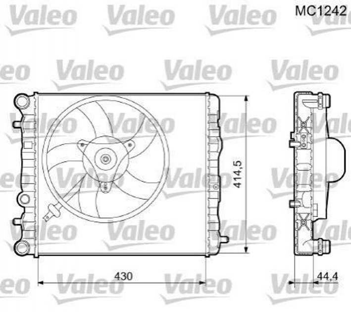 Радиатор охлаждения двигателя Valeo 733062 Volkswagen Polo; Seat Ibiza, Cordoba; Skoda Rapid, Fabia, Roomster 6Q0121201BT, 6Q0121201HA, 6Q0121253K - изображение 1