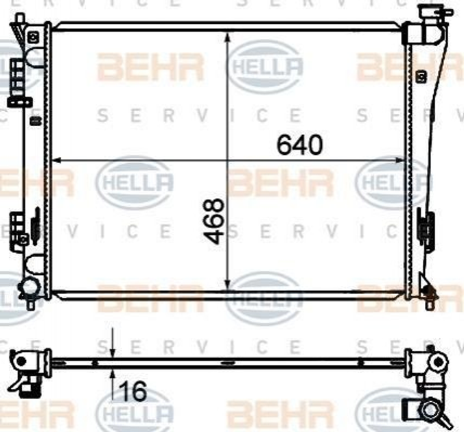 Радиатор охлаждения двигателя HELLA 8MK376735251 Hyundai I40 253103Z250 - зображення 1