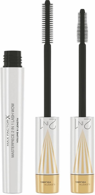 Tusz do rzęs Max Factor Masterpiece 2 In 1 Lash WOW Volume & Length Mascara 01 Black 7 ml (3616303408961) - obraz 2