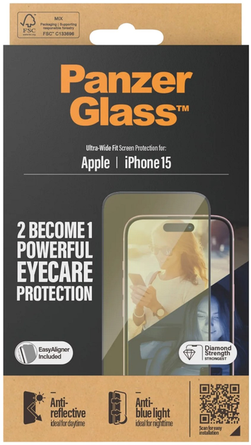 Szkło hartowane Panzer Glass Ultra-Wide Fit Eye Care do Apple iPhone 15 Black (5711724028137) - obraz 4
